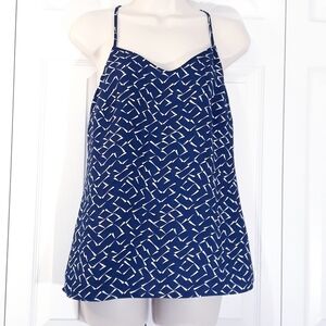 Banana Republic Tank Blue and White Racerback Oversized Top Size XSmall